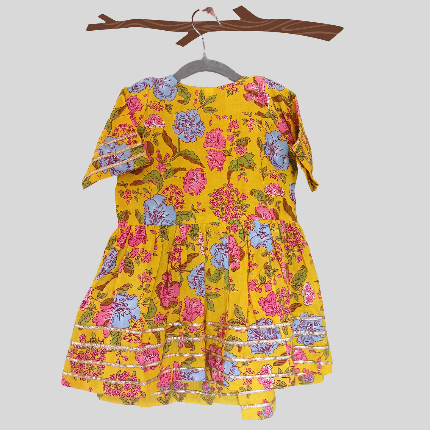 Girls Yellow Ethnic Dress