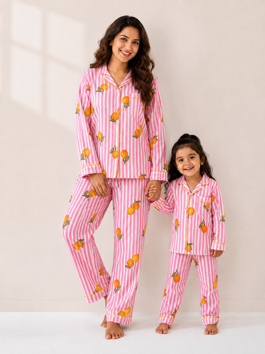 Pink Lemon Bliss Night Suit twinning sets