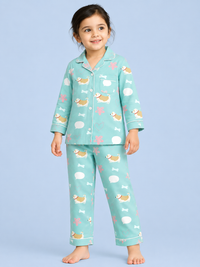 Sky Blue Puppy Parade Cotton Pajama Set