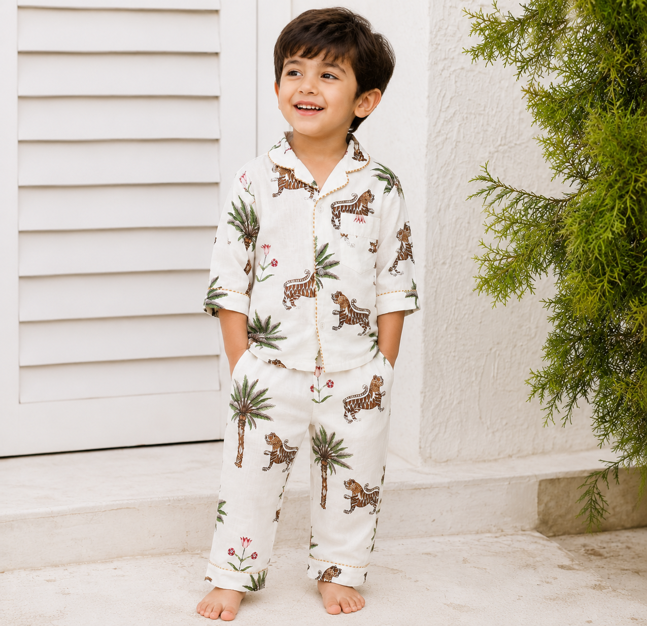 White Jungle Night Suit