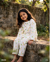 White Llama Dreams Cotton Kurta Pajama Set