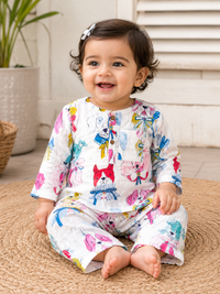 White Paws & Bows Kurta pajama- dog print