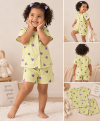 Yellow heart  Cotton Co-ord Set | Casual Wear | Tittertots