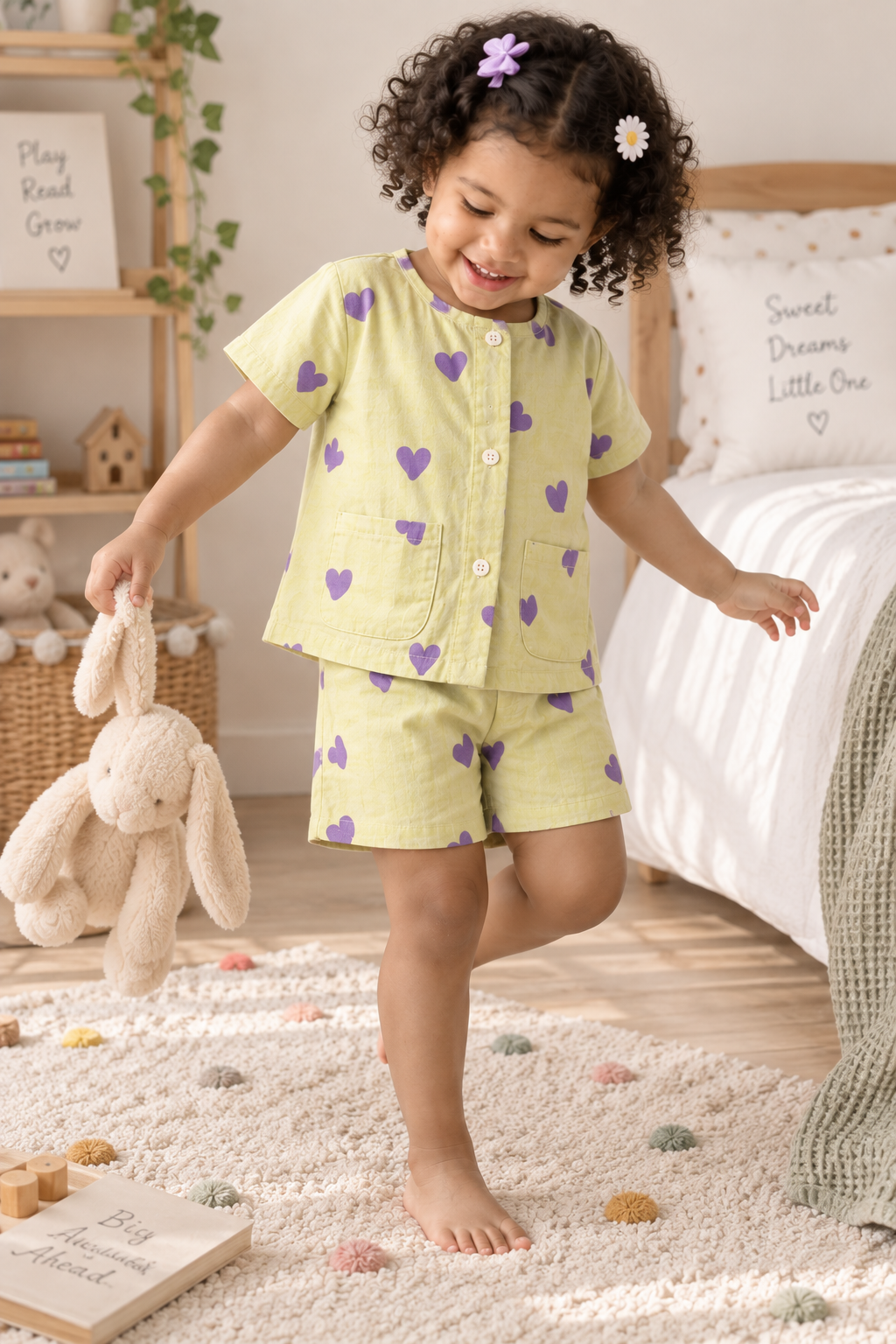 Yellow heart  Cotton Co-ord Set | Casual Wear | Tittertots